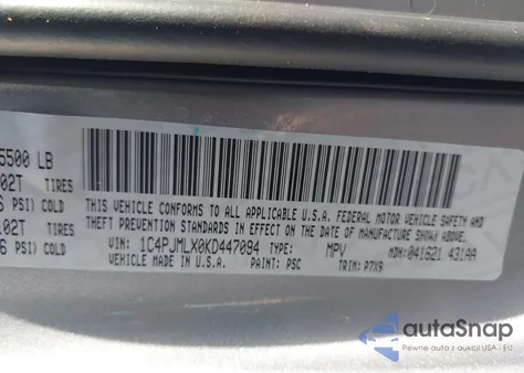 2019 Jeep Cherokee Latitude Plus 4X4 z USA, uszkodzony, nr VIN 1C4PJMLX0KD447094